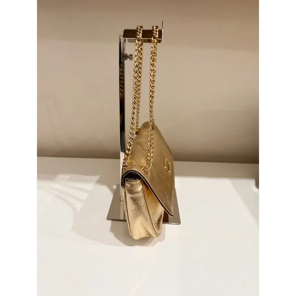 Michael Kors Jet Set Chain Strap Metallic Leather Shoulder Flap Clutch Bag Gold - Picture 2 of 11
